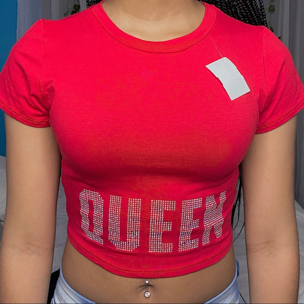Red Baddazled Queen Crop top